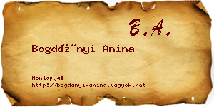 Bogdányi Anina névjegykártya